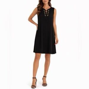 Michael Kors Black Lace-Up midi dress size Xs